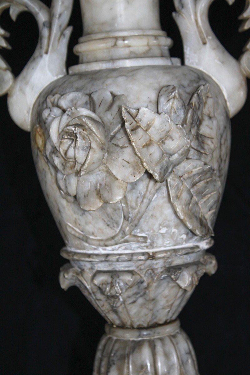 Antique Great Vase In Arabescato Marble -photo-3