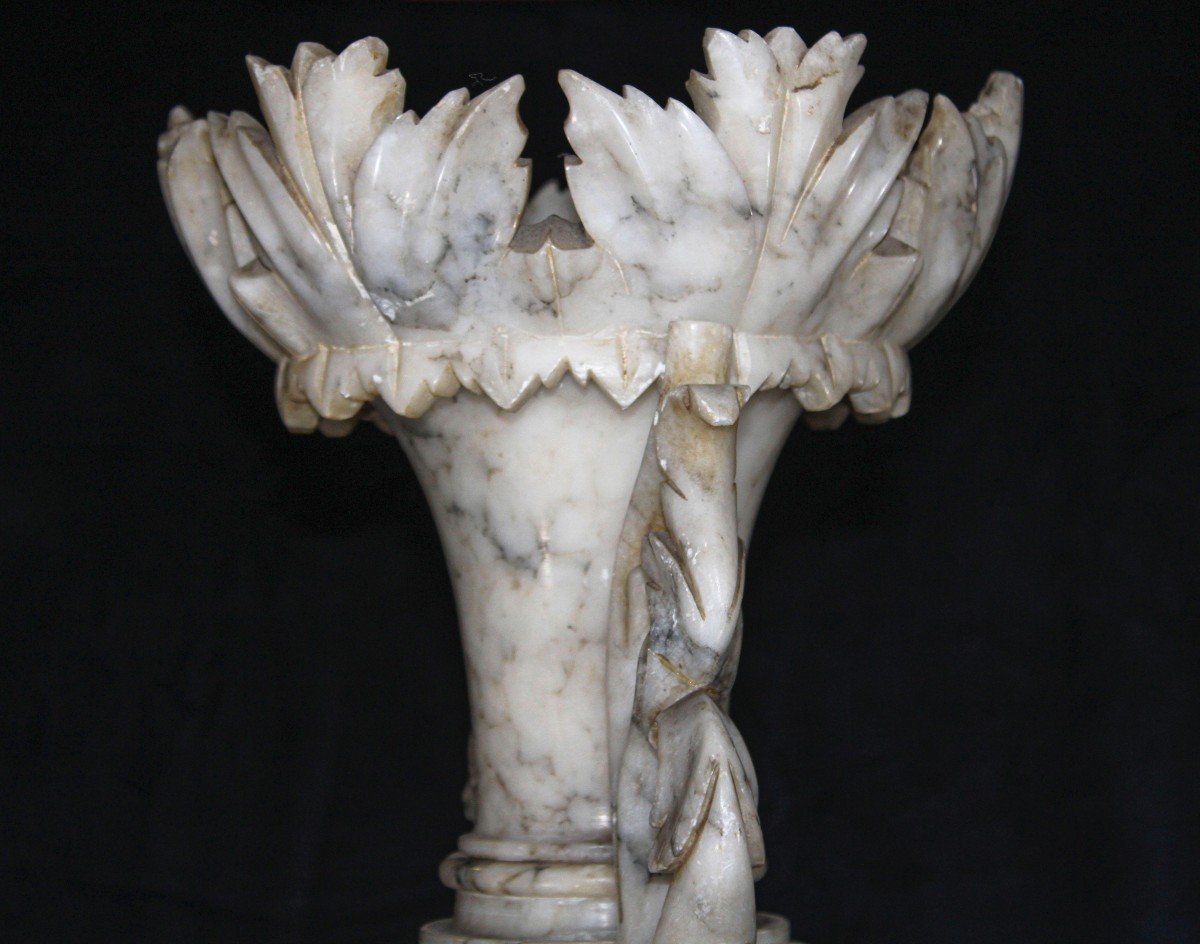 Grand Vase Ancien Et Exclusif En Marbre Arabescato -photo-6