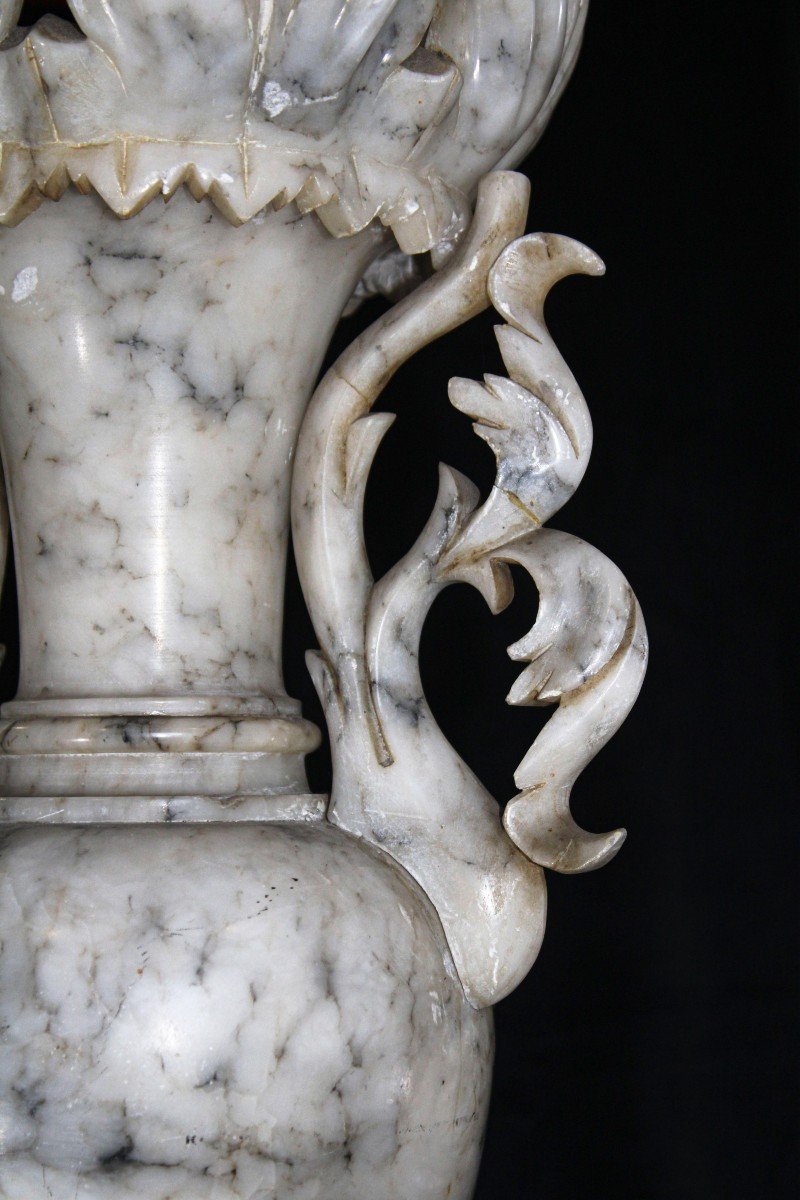 Grand Vase Ancien Et Exclusif En Marbre Arabescato -photo-8