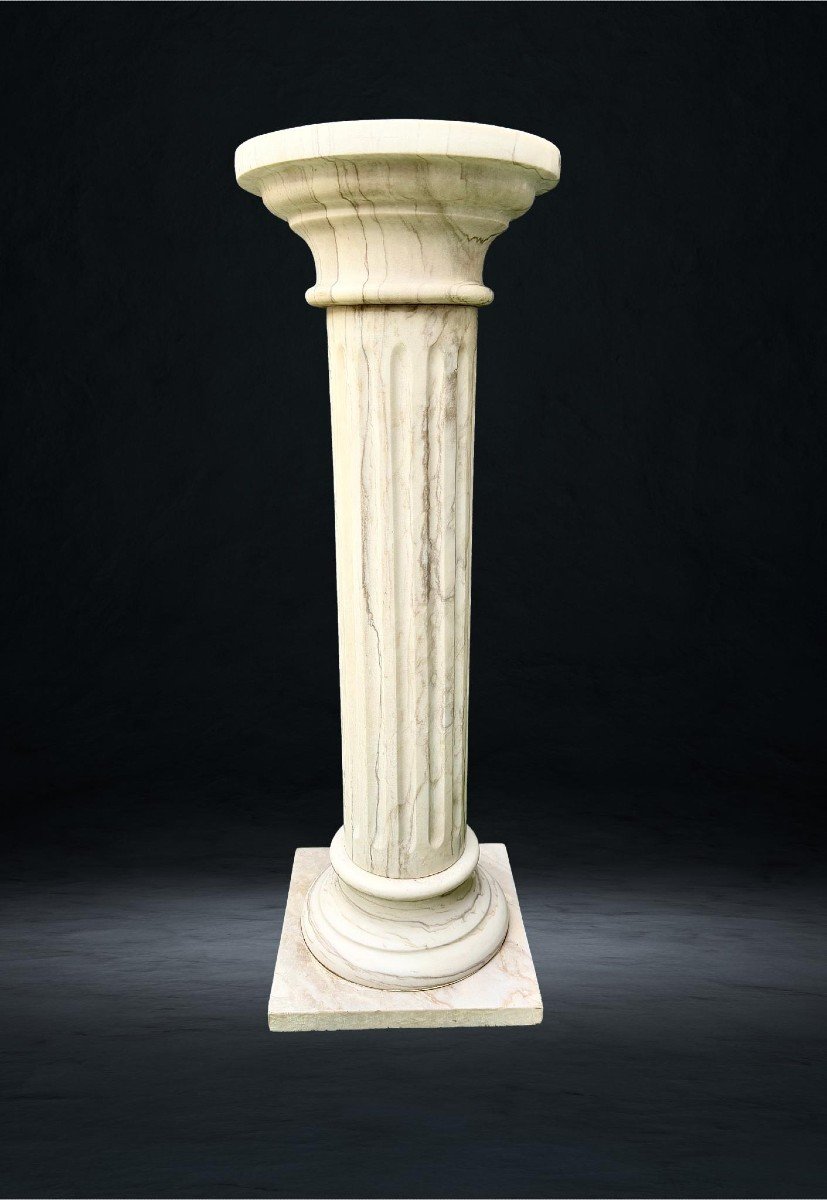 Special Big Column In White Statuary Carrara Marble Marble, Extraordinary Piece-photo-4