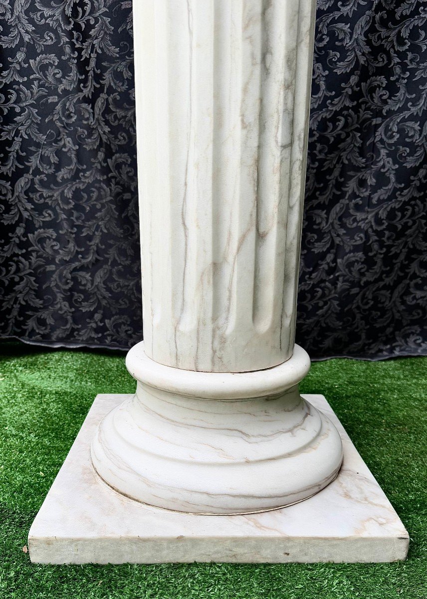 Special Big Column In White Statuary Carrara Marble Marble, Extraordinary Piece-photo-2