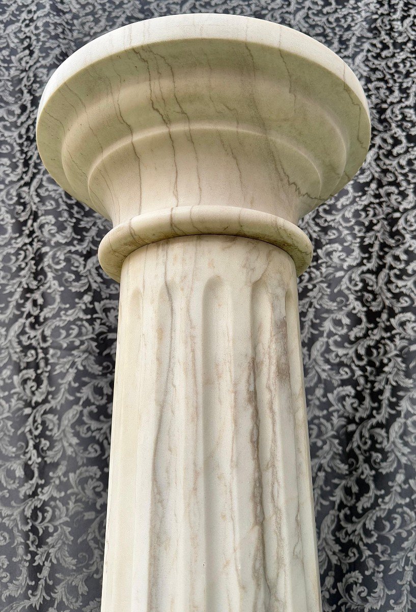 Special Big Column In White Statuary Carrara Marble Marble, Extraordinary Piece-photo-4