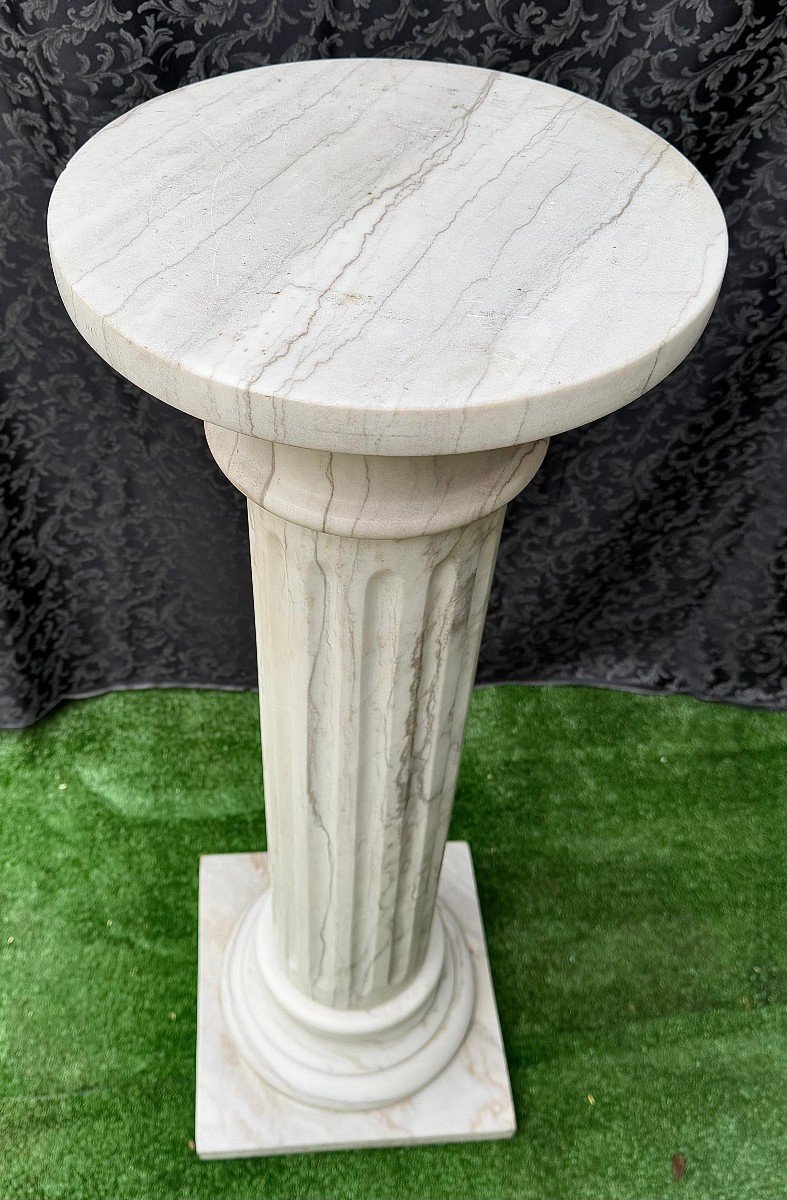 Special Big Column In White Statuary Carrara Marble Marble, Extraordinary Piece-photo-5