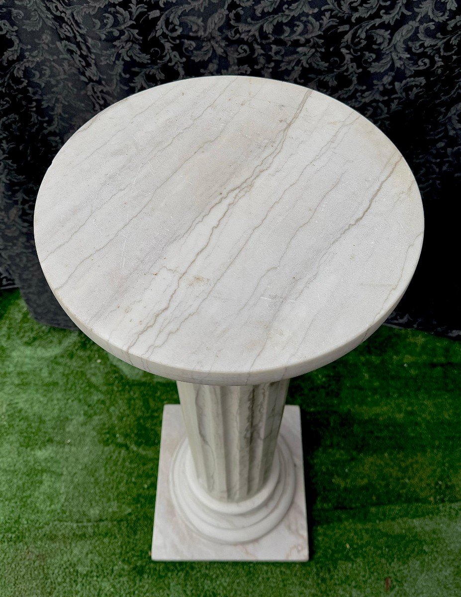 Special Big Column In White Statuary Carrara Marble Marble, Extraordinary Piece-photo-6