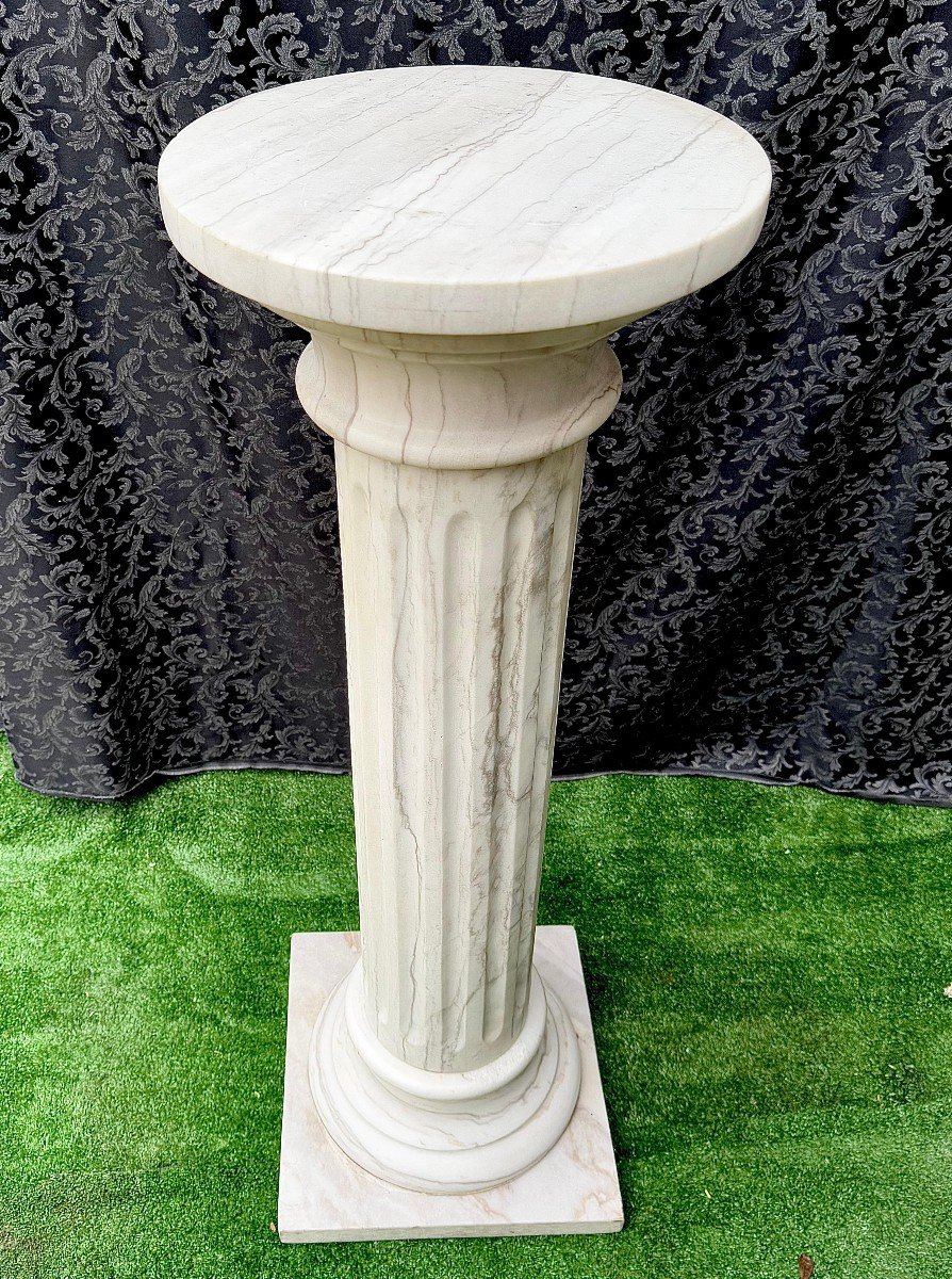 Special Big Column In White Statuary Carrara Marble Marble, Extraordinary Piece-photo-7