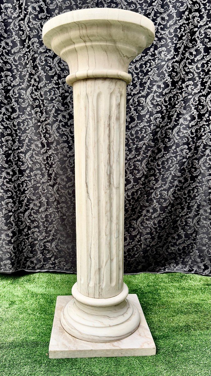 Special Big Column In White Statuary Carrara Marble Marble, Extraordinary Piece-photo-8