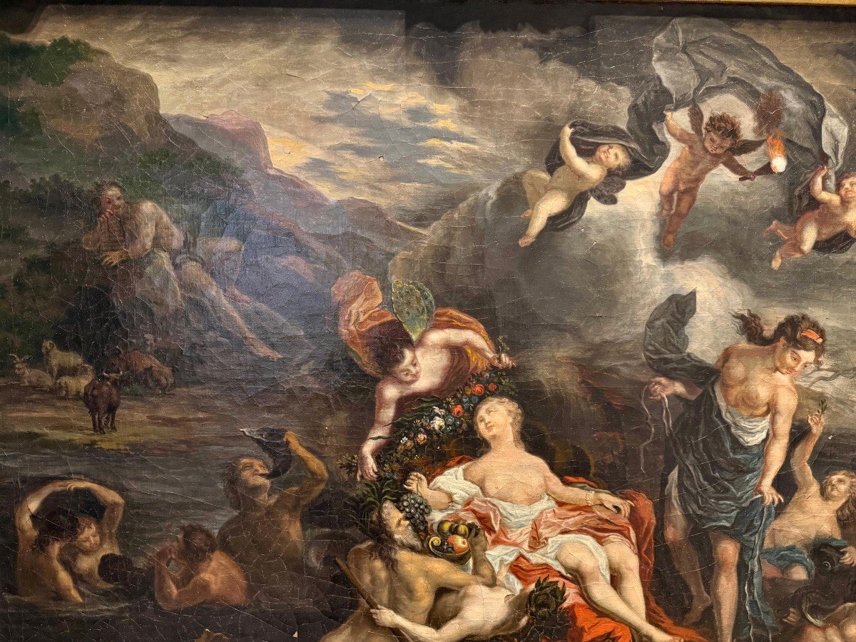 Le Triomphe De Galatée Huile Sur Toile Du XVIII° Siècle-photo-5