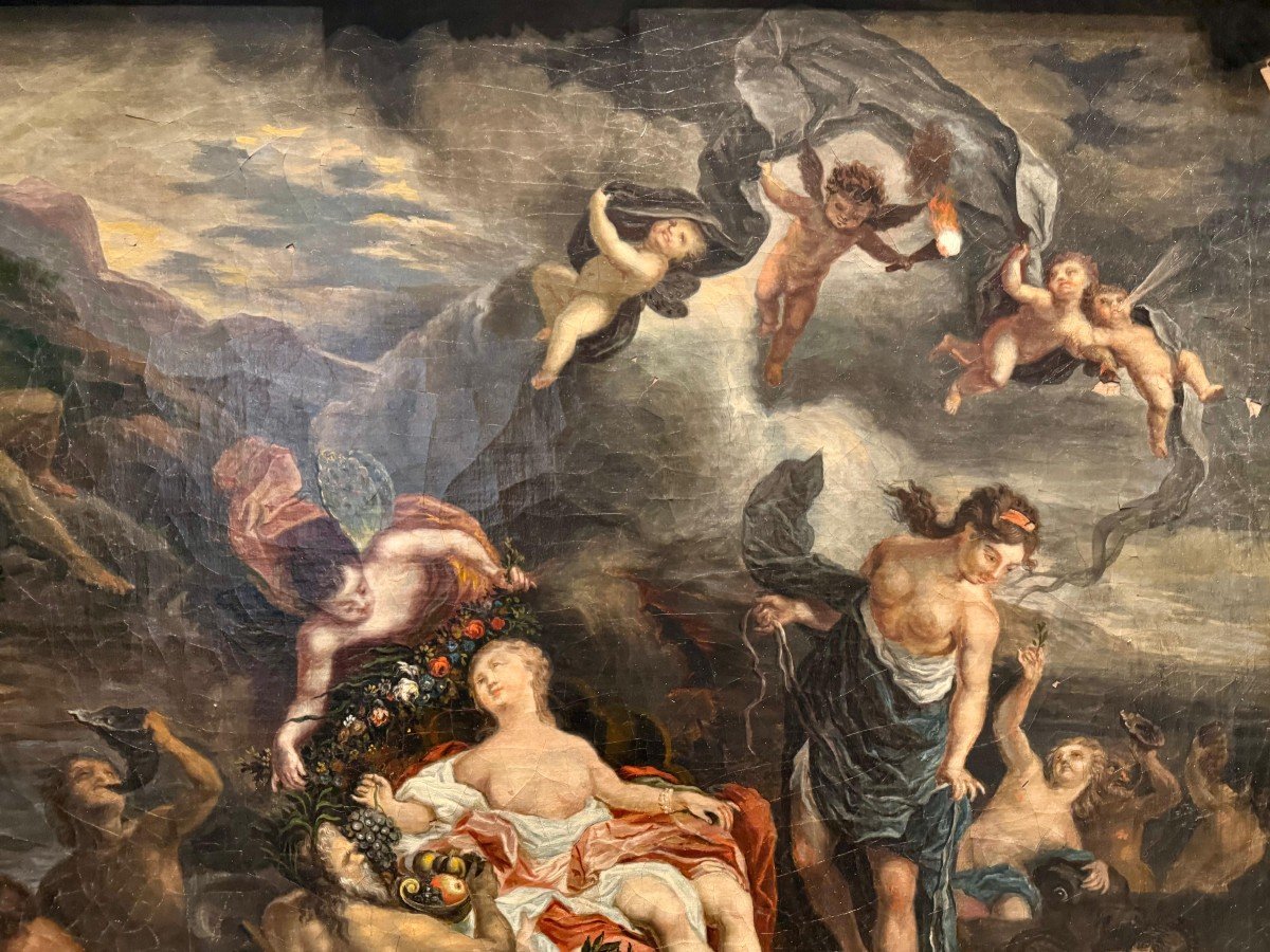 Le Triomphe De Galatée Huile Sur Toile Du XVIII° Siècle-photo-8