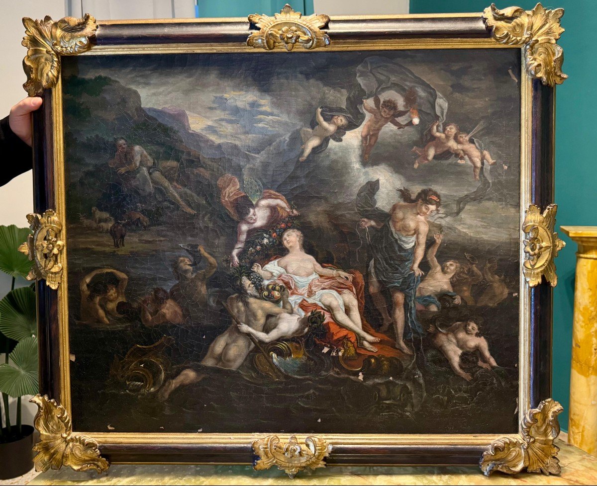 Le Triomphe De Galatée Huile Sur Toile Du XVIII° Siècle