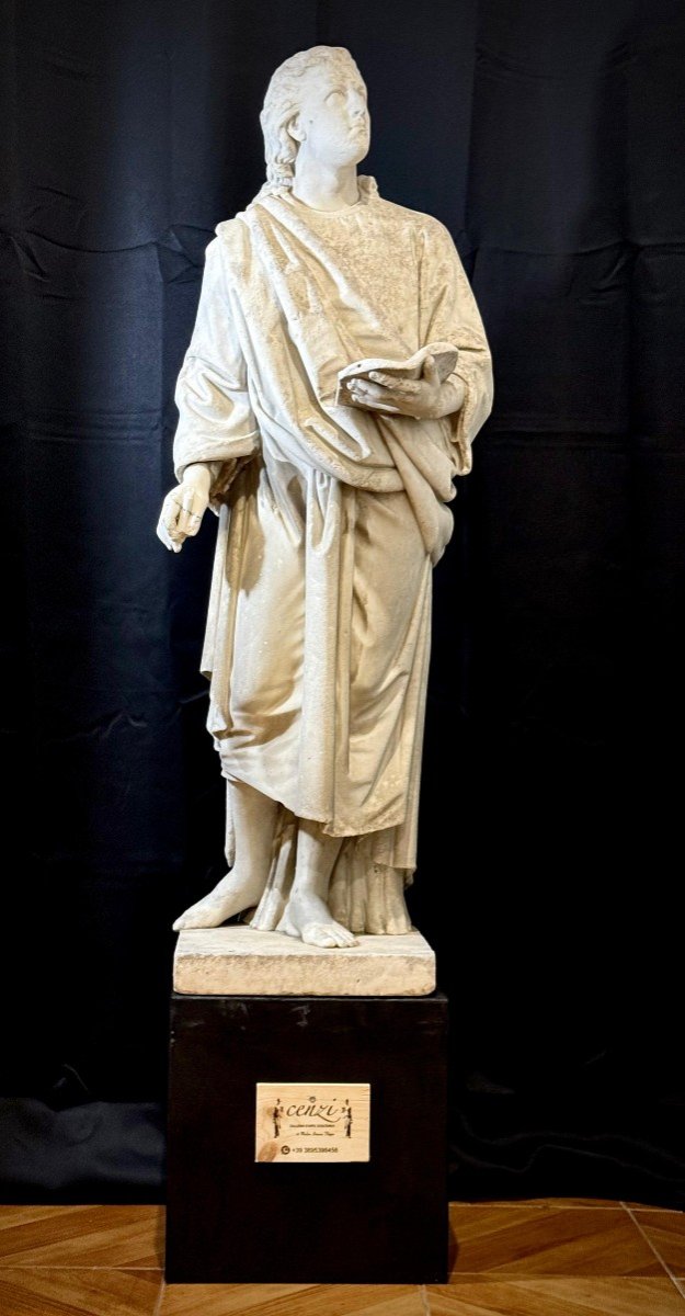 Great Antique Statue Depicting A Philosopher Of Ancient Greece Marble-photo-3