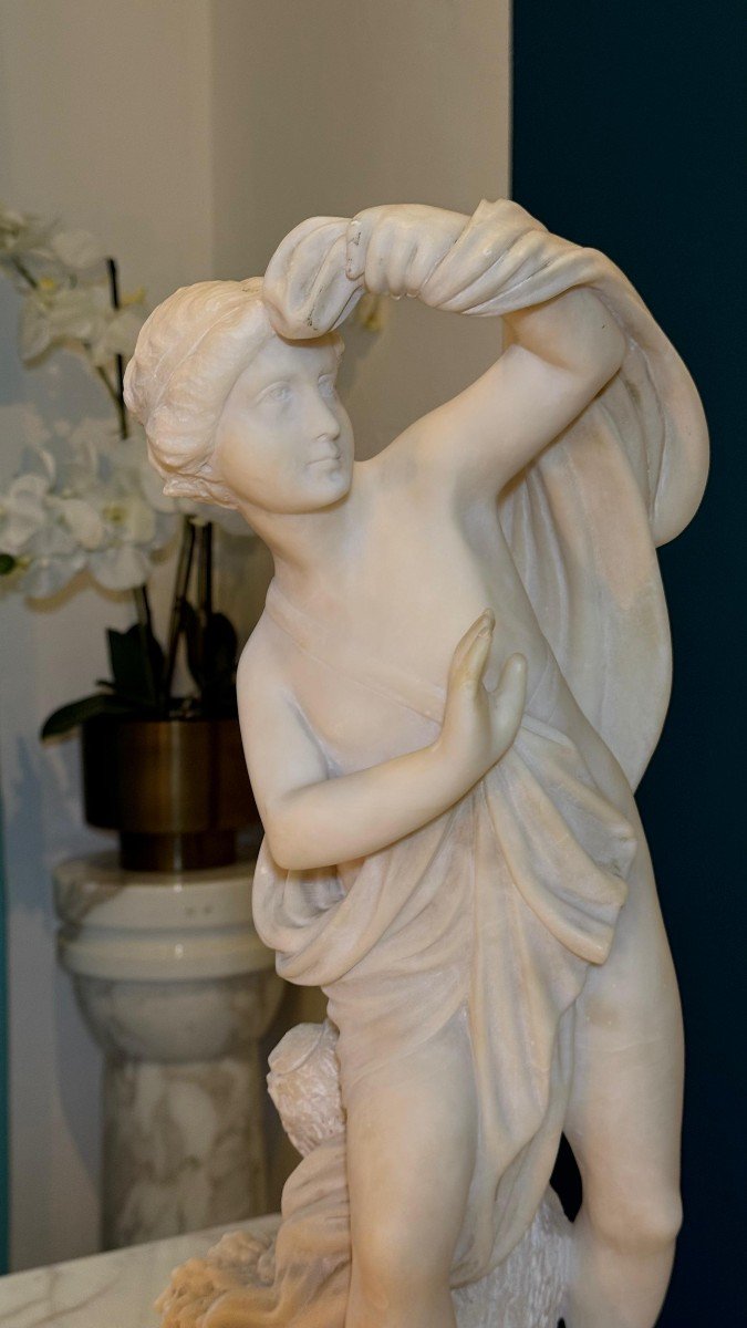 Statue Depicting A Naked Bather Marble-photo-4