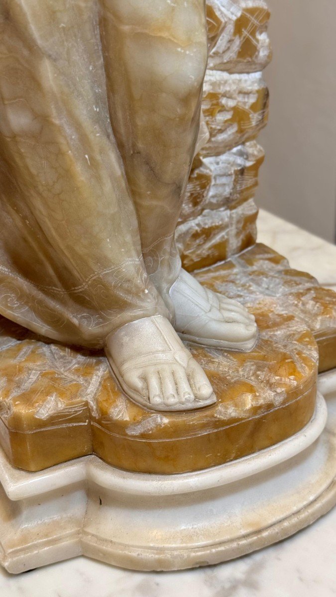 Statue Depicting A Young Girl With Amphora In Her Hand Marble-photo-3