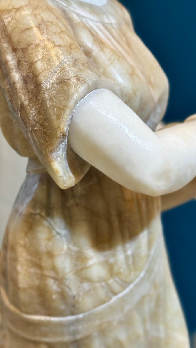 Statue Depicting A Young Girl With Amphora In Her Hand Marble-photo-4