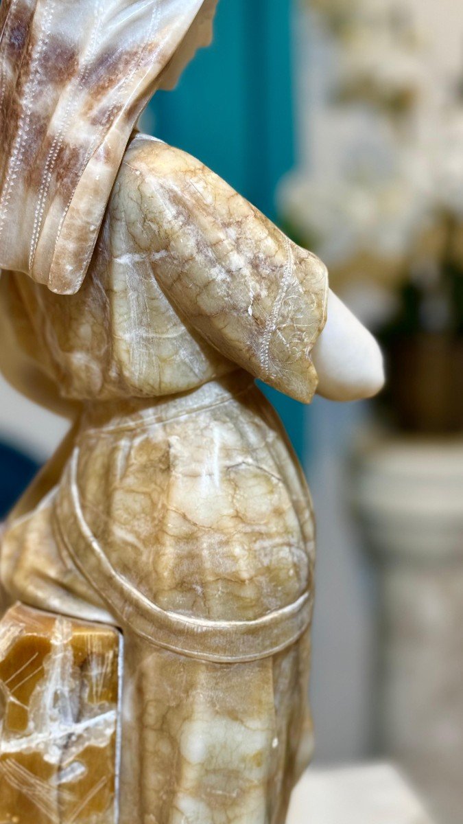 Statue Depicting A Young Girl With Amphora In Her Hand Marble-photo-5