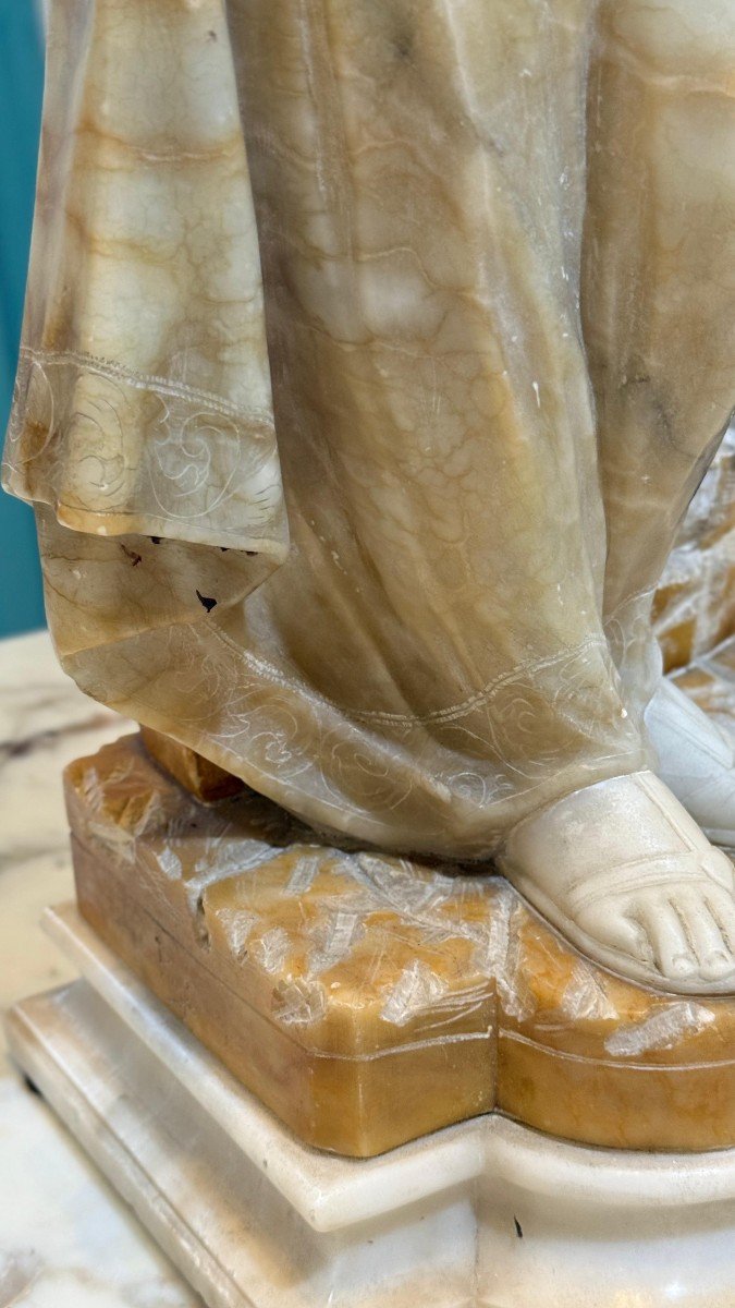 Statue Depicting A Young Girl With Amphora In Her Hand Marble-photo-6