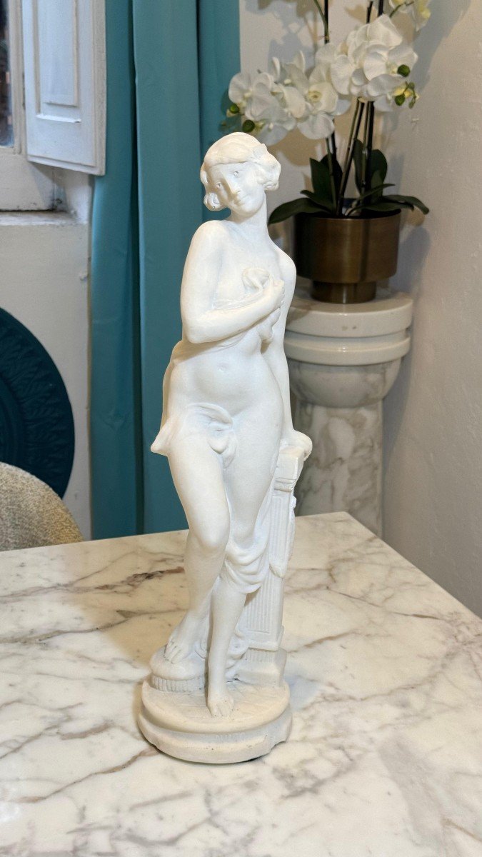 Statue Depicting A Girl Naked In White Carrara Marble -photo-2