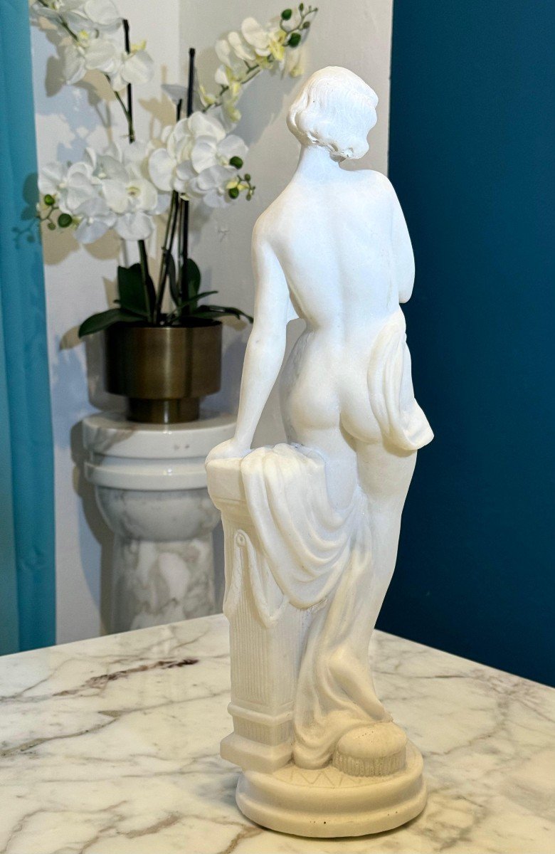 Statue Depicting A Girl Naked In White Carrara Marble -photo-4