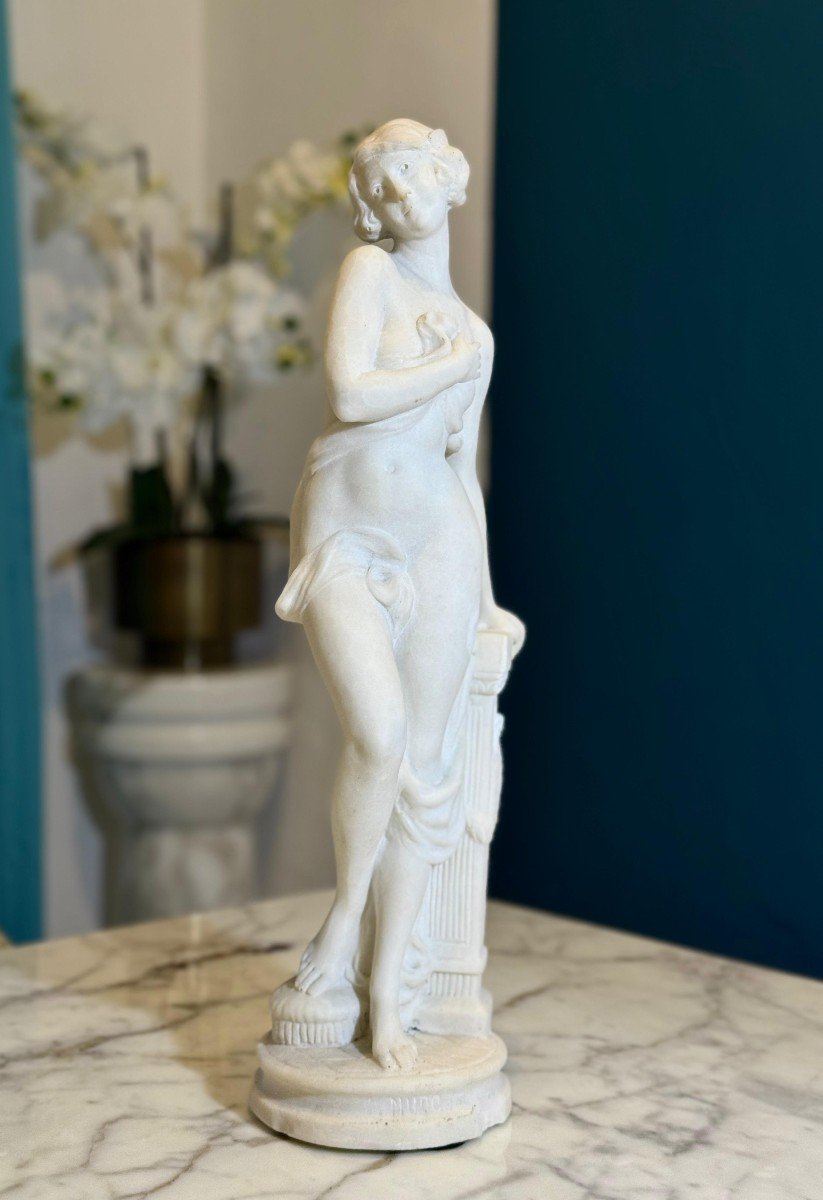 Statue Depicting A Girl Naked In White Carrara Marble -photo-4