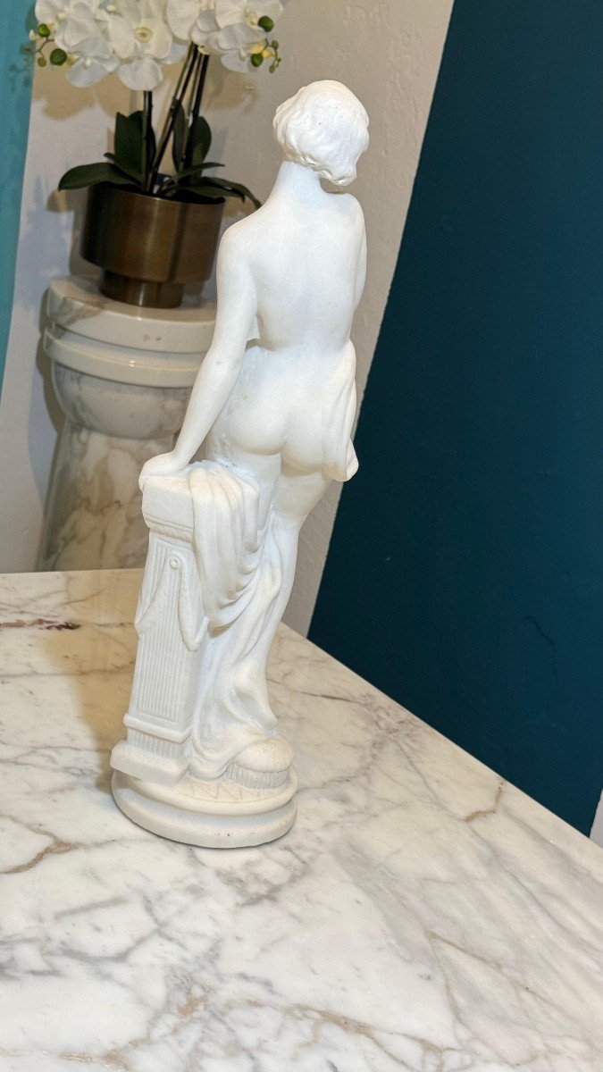 Statue Depicting A Girl Naked In White Carrara Marble -photo-5