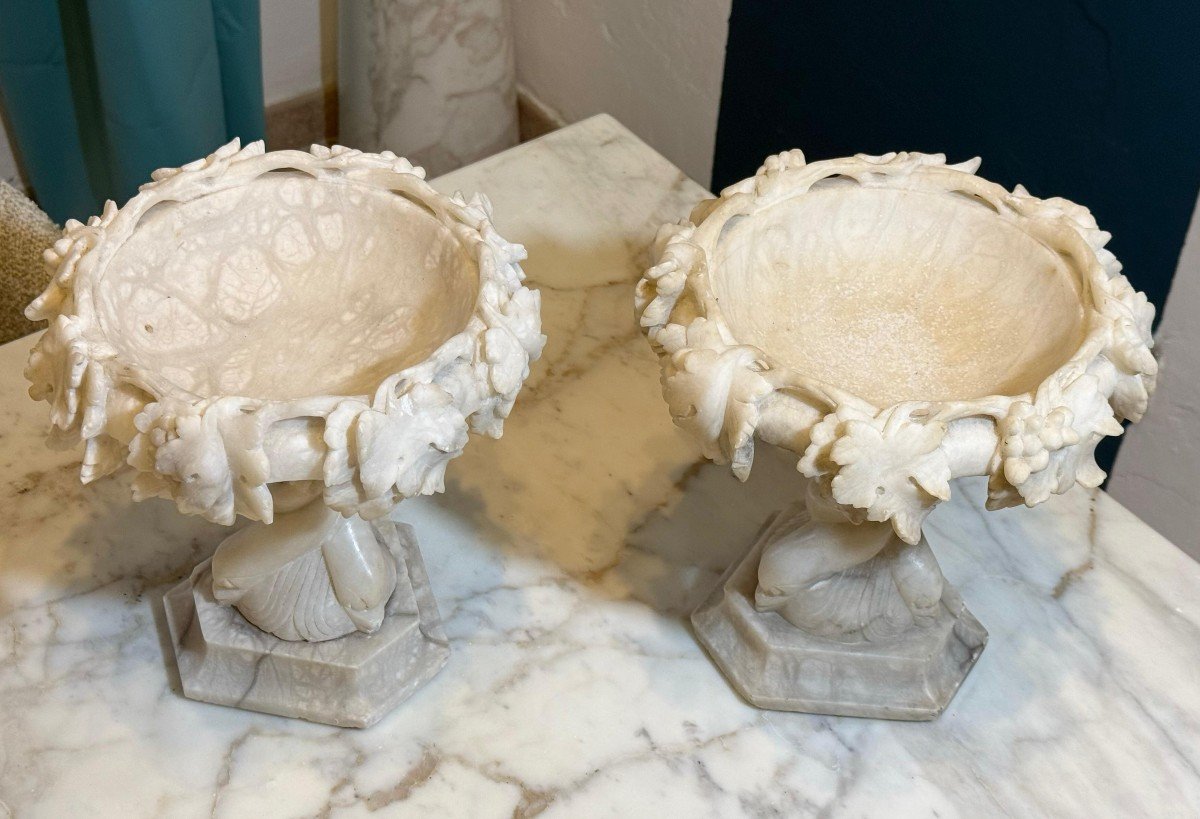 Pairs Of Antique Marble Vases-photo-3