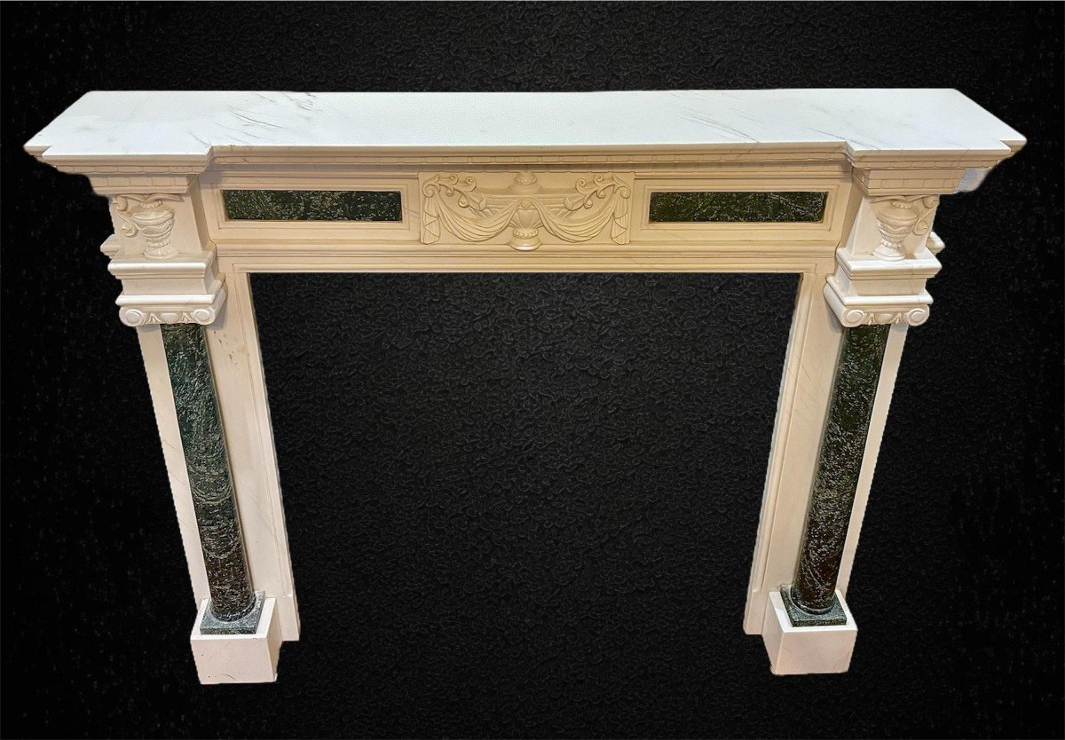 Fireplace Frame In White Statuary Carrara Marble -photo-3