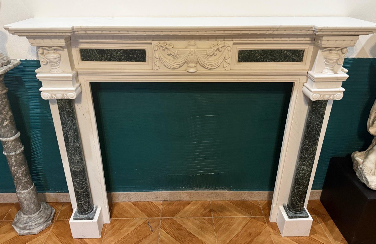 Fireplace Frame In White Statuary Carrara Marble -photo-6