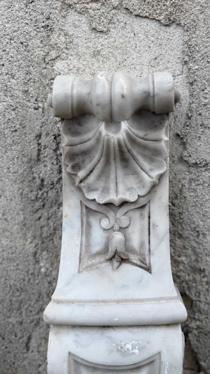 Pair Of Architectural Elements Statuario White Carrara Marble 19th Century Period-photo-2