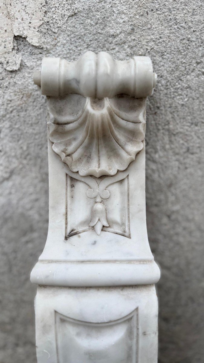 Pair Of Architectural Elements Statuario White Carrara Marble 19th Century Period-photo-3