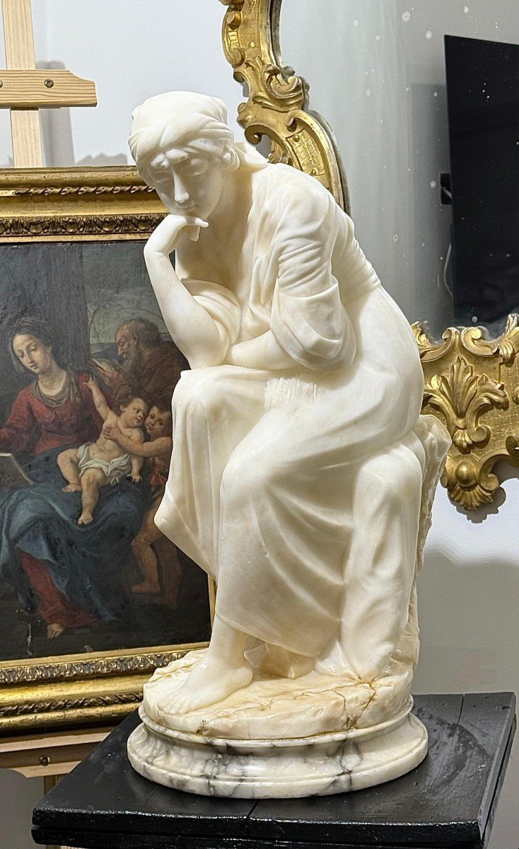 Statue Depicting A Lady Sitting Marble-photo-8