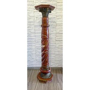 Great Column In Red Verona Marble 