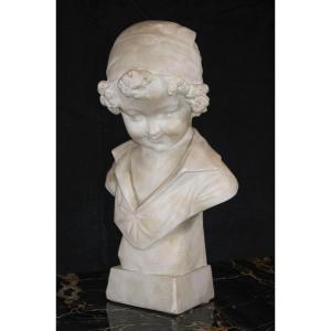 Bust Depicting A Smiling Child Marble 