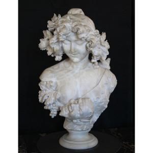 Bust Depicting A Lady With Grapes On Her Head Carrara Marble 