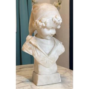 Bust Depicting A Smiling Child Marble