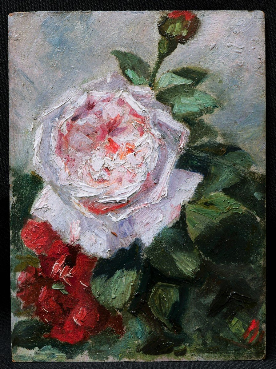 Impressionist French School, Late 19th Century, Rose Study-photo-4