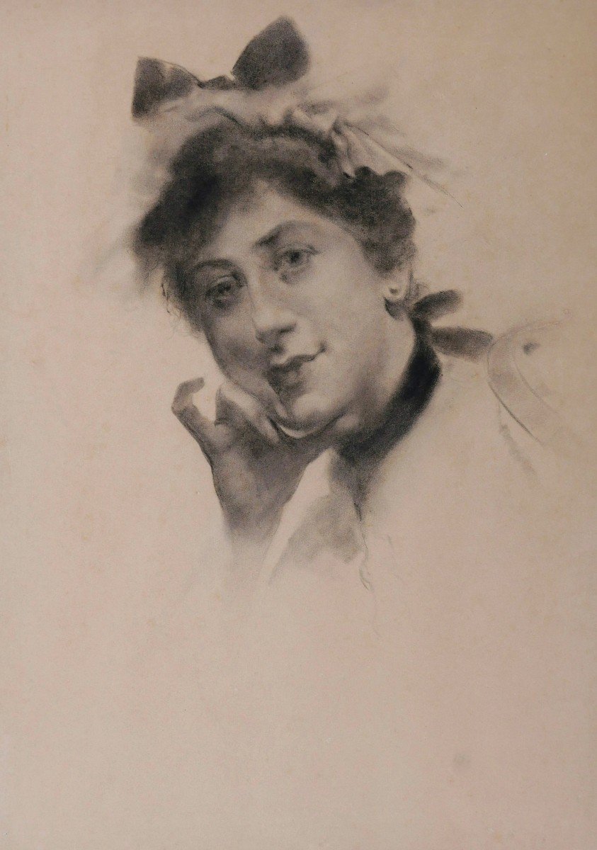 École FRANÇAISE du XIXème siècle, Portrait de femme au noeud dans les cheveux