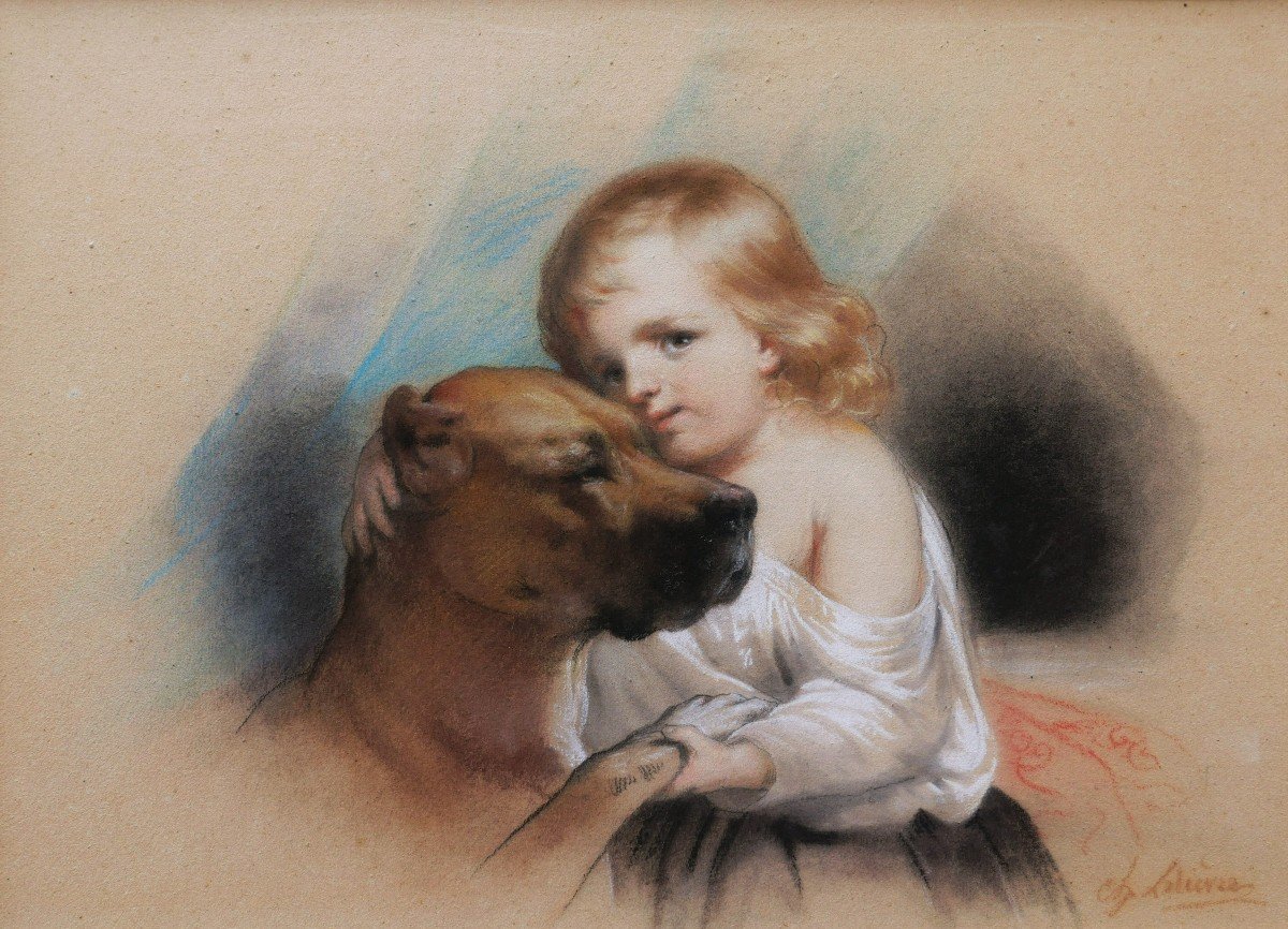 Charles Jean-baptiste Lelièvre, Tenderness : Young Boy And Dog-photo-2