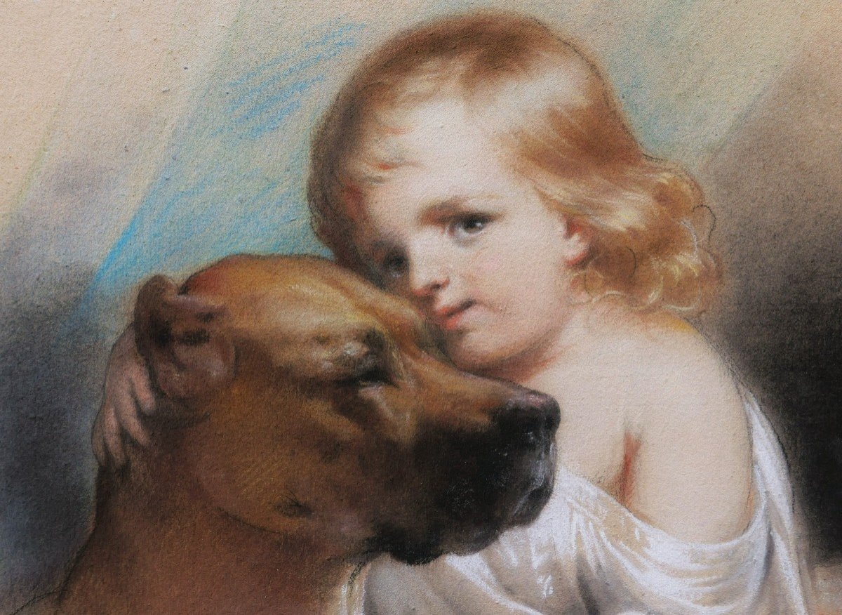 Charles Jean-Baptiste LELIÈVRE, Tendresse : jeune garçon et chien-photo-3