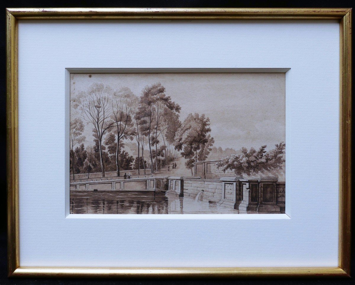 École FRANÇAISE début XIXème siècle, Vue animée de l'Abreuvoir de Marly-photo-3