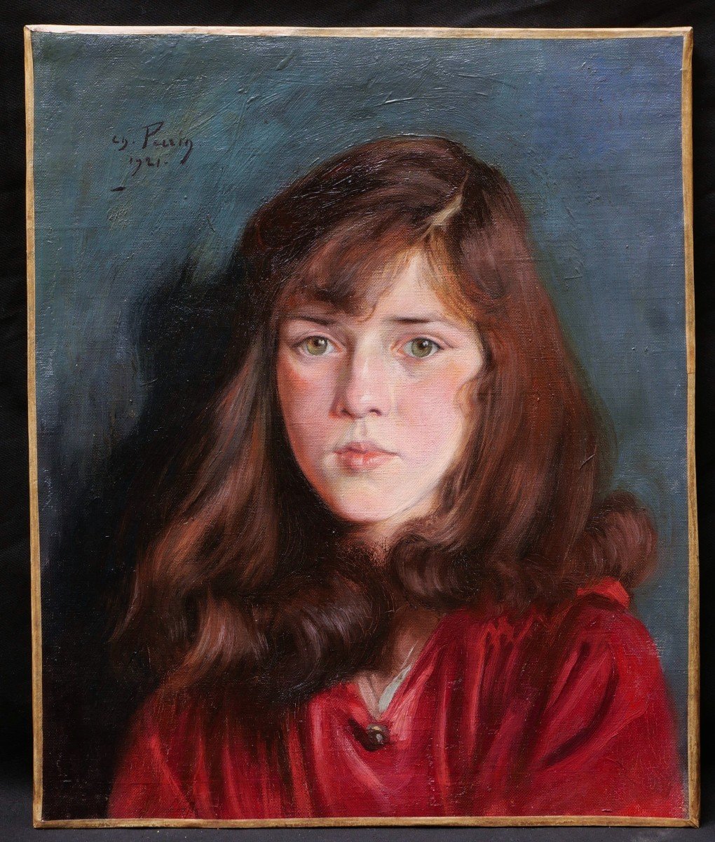 Charles Perrin, Portrait Of A Young Girl With Green Eyes-photo-4