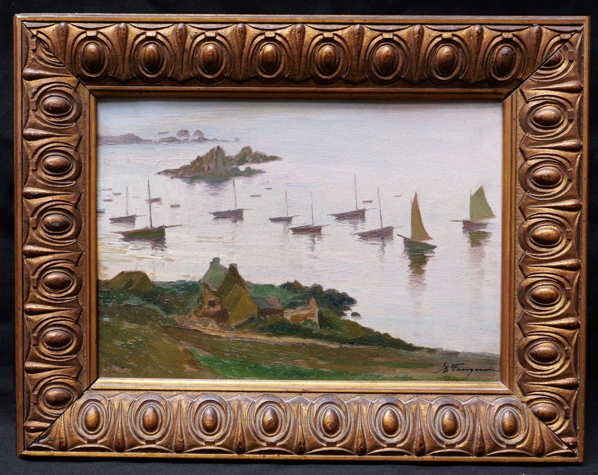 Adolphe Faugeron, Boats At Anchor At l'île Verte, Locquirec-photo-4