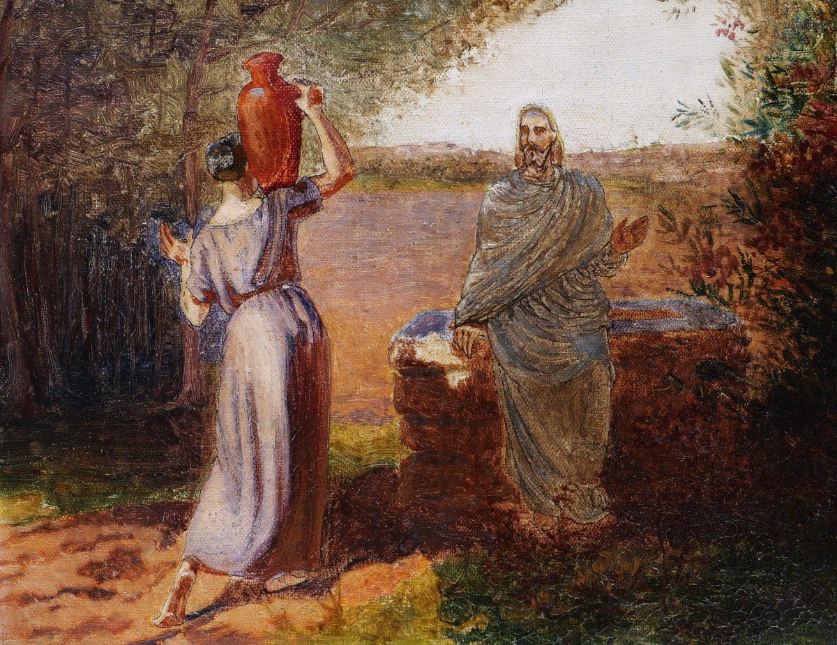 French School Circa 1860, Christ And The Samaritan Woman