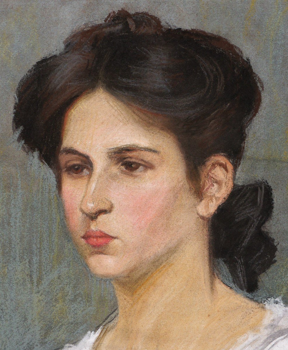 Marguerite Dubois De Pacé, Portrait Of A Young Dark-haired Woman In A White Shirt-photo-2