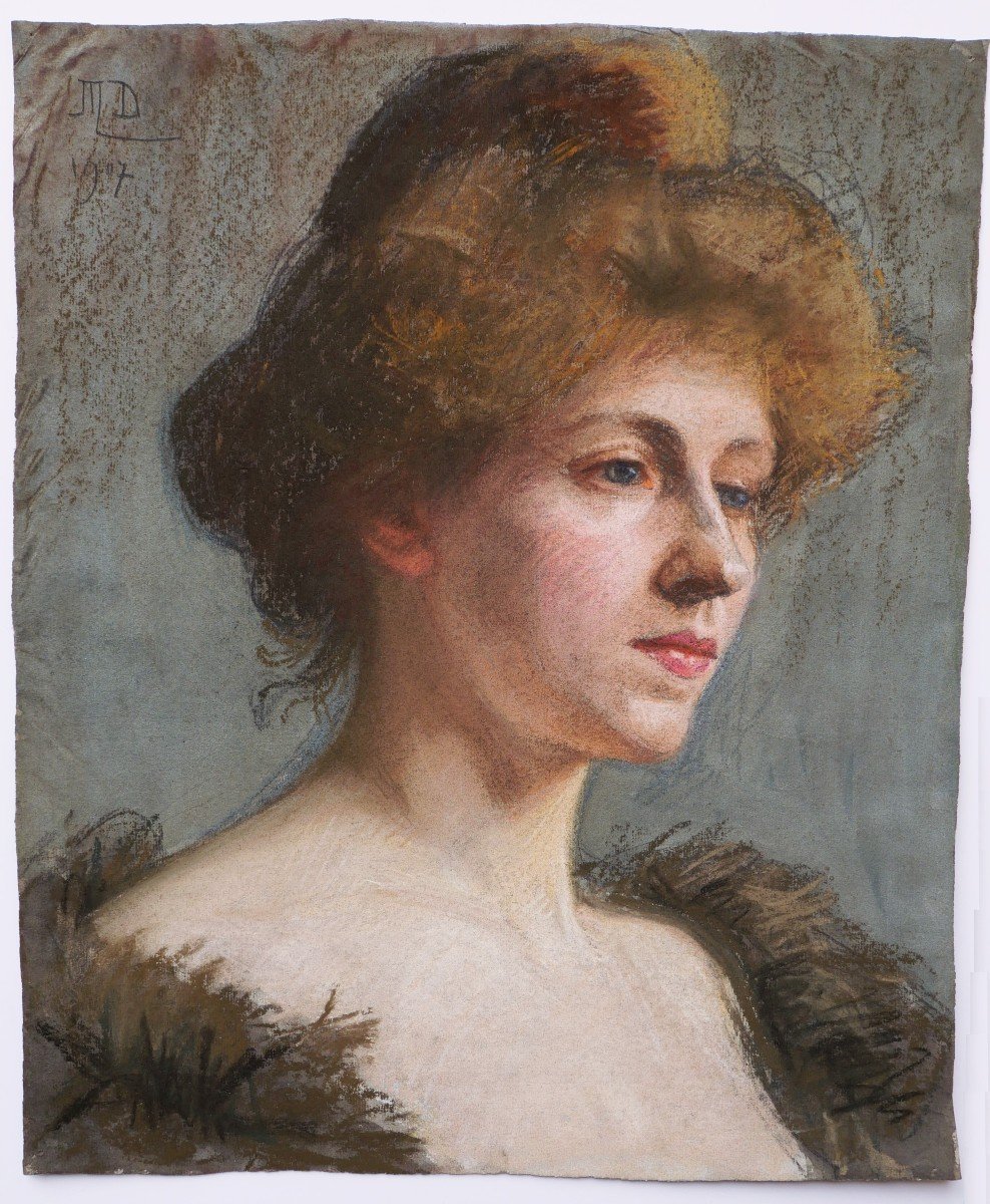 Marguerite DUBOIS de PACÉ , Portrait de jeune femme rousse aux yeux bleus-photo-4