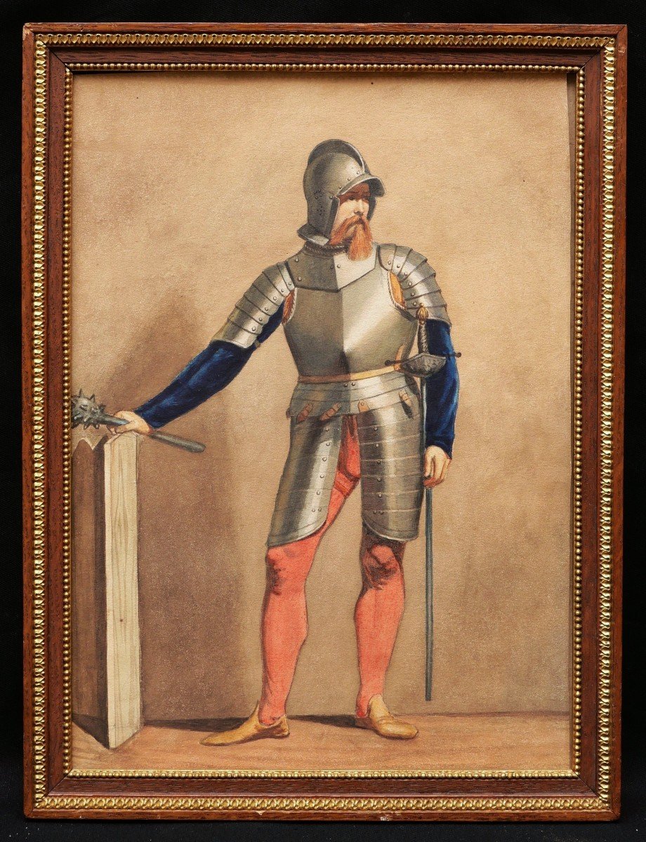 Alessandro Azzo Cavazza, Renaissance Soldier In Armor, Holding A Mace-photo-3