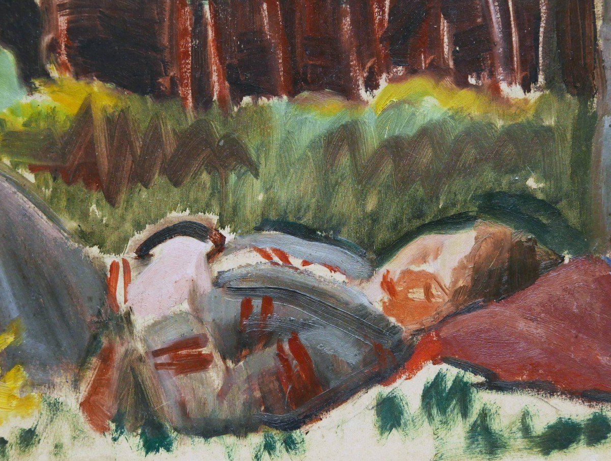 Eugène-emmanuel Lemercier, Woman Asleep On The Edge Of The Forest-photo-2