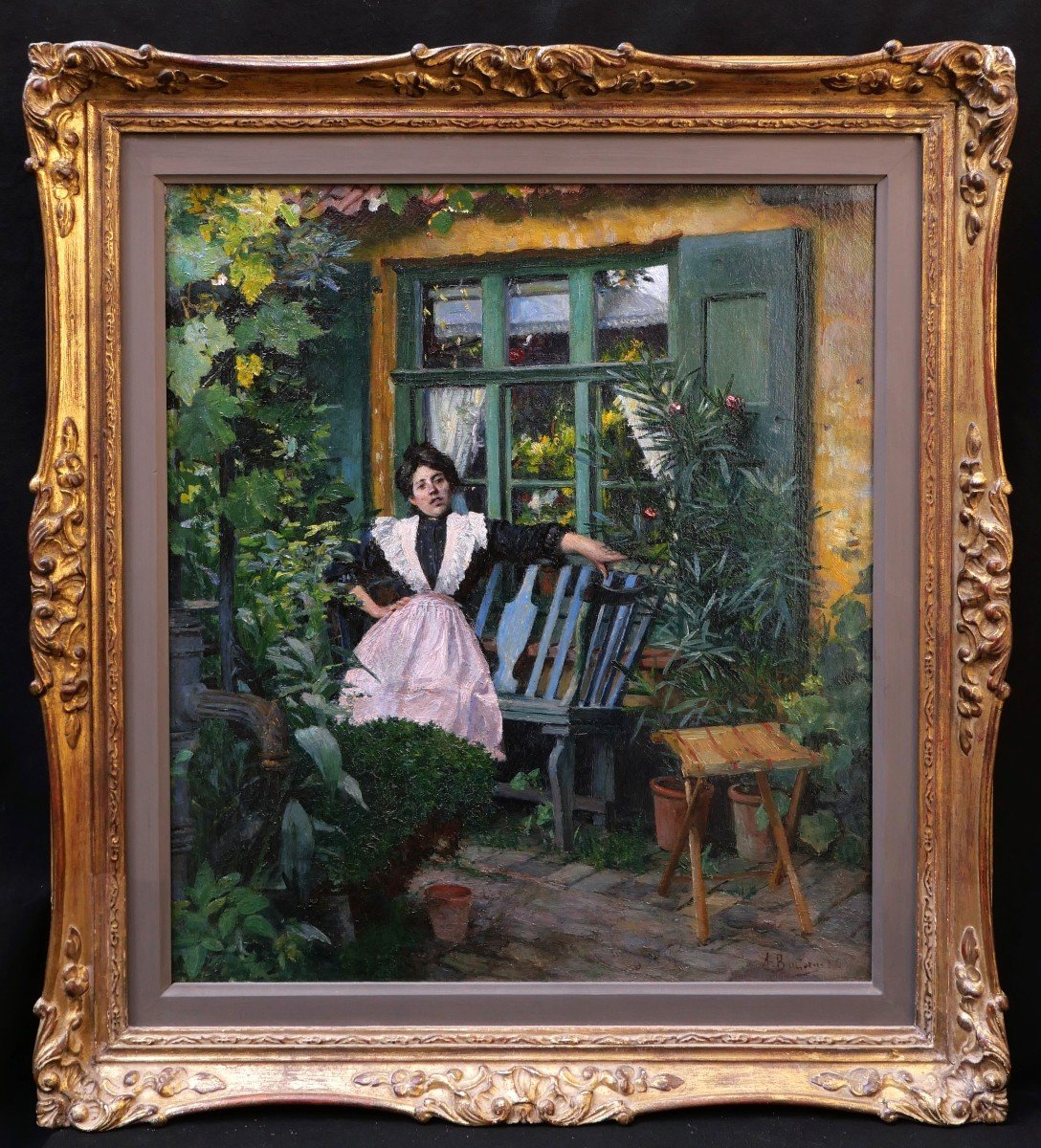 Aloïs BOUDRY, Femme au jardin, sans doute la femme de l'artiste-photo-4