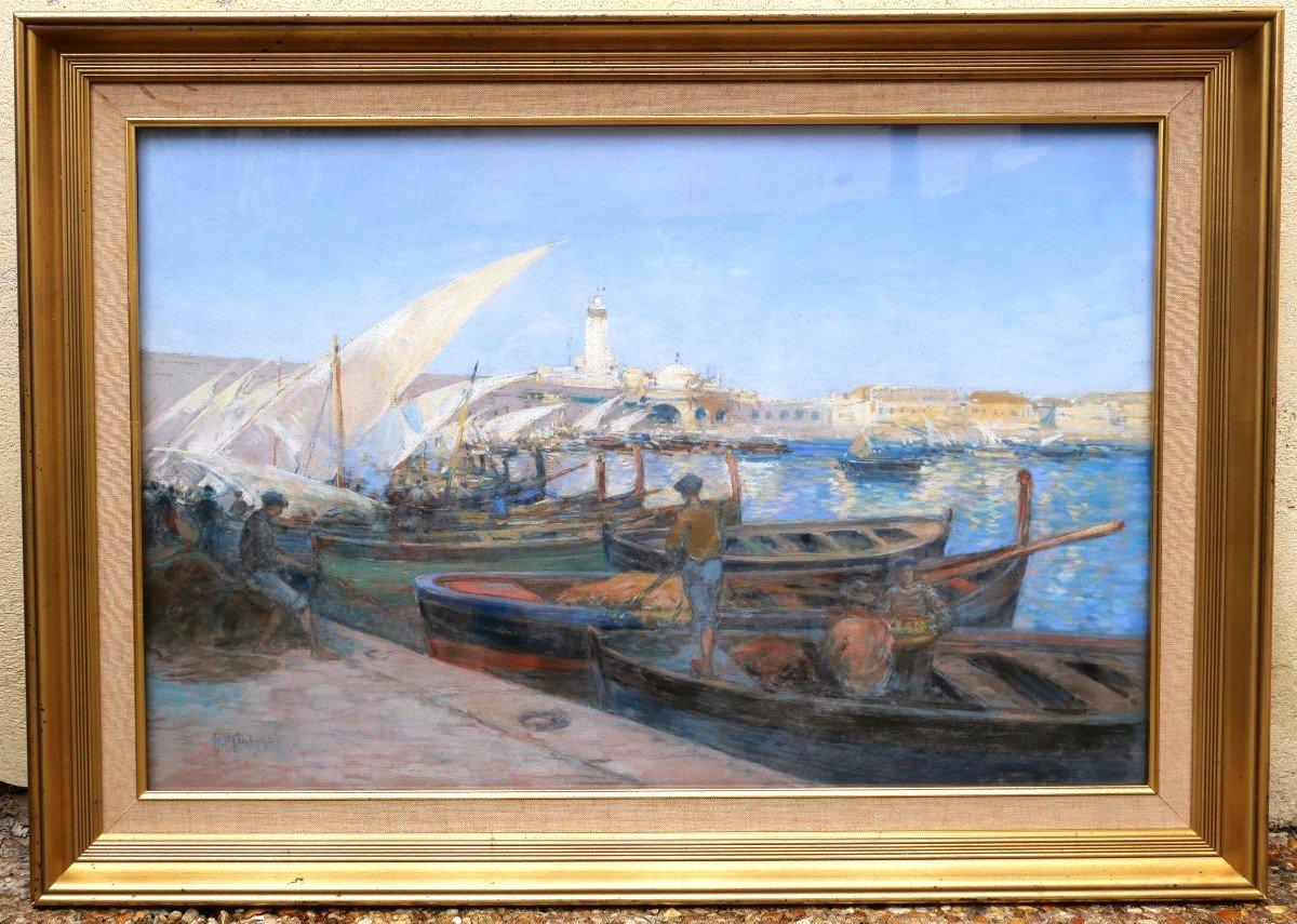 Henri Pierre Paillard, Lively View Of The Port Of Algiers-photo-1