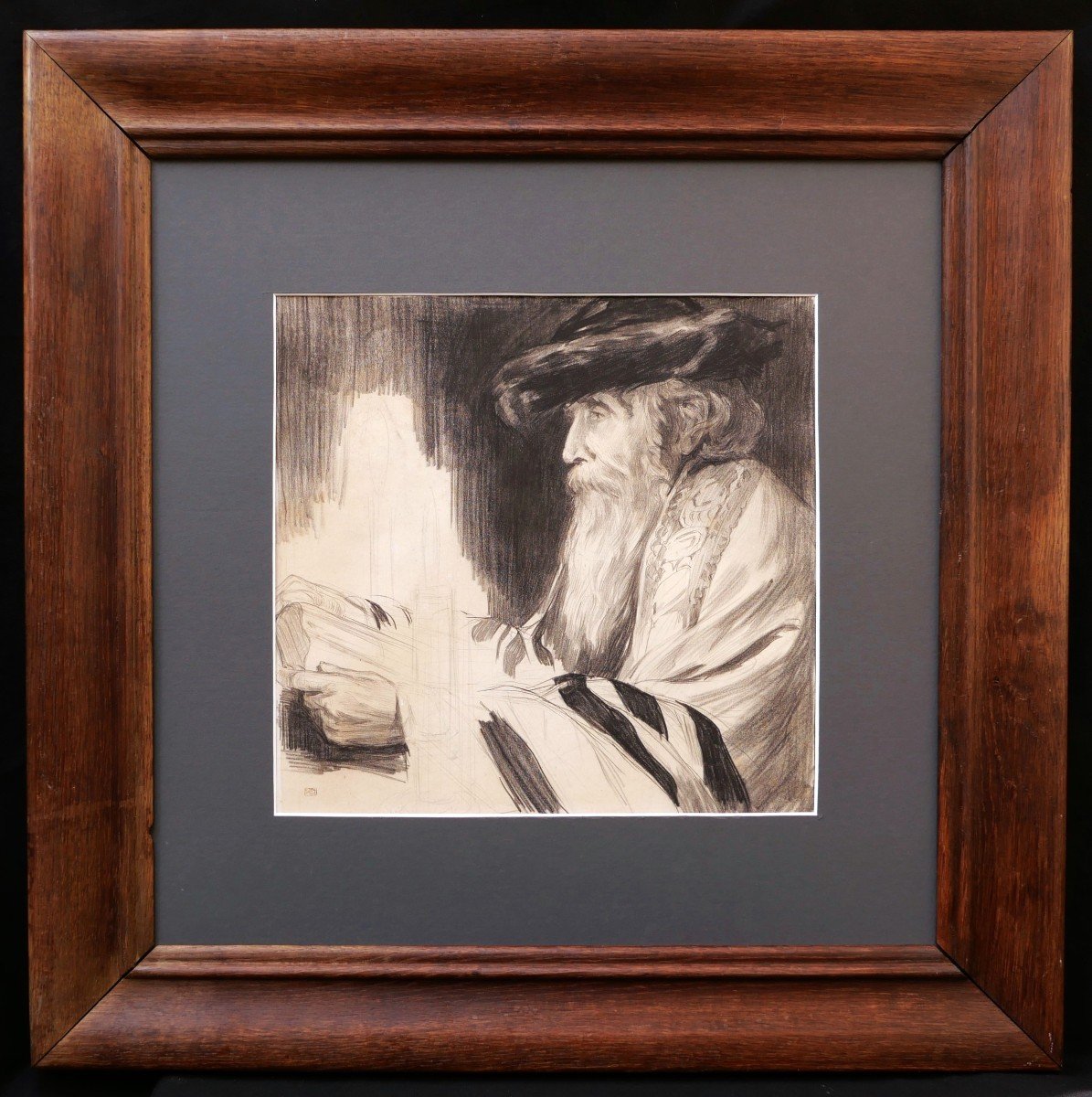 French Or Foreign School Circa 1900, Rabbi Reading The Torah-photo-2