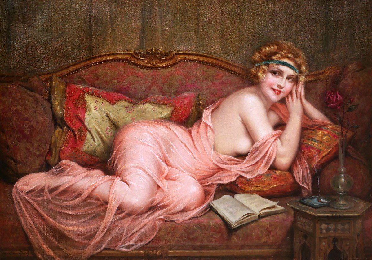 François MARTIN-KAVEL, La muse du peintre en odalisque