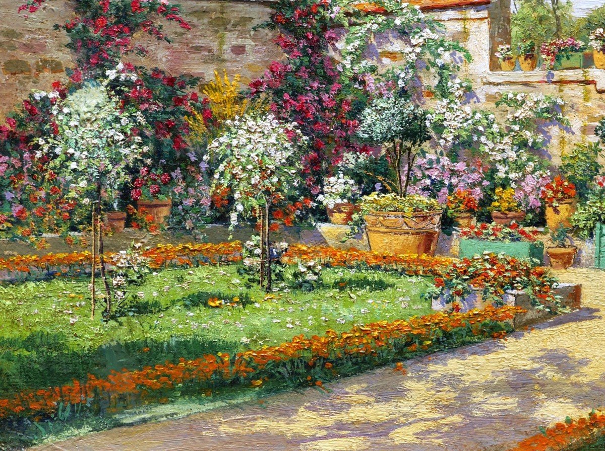 Pauline Elisabeth Delacroix-garnier, Villa And Flower Garden In Sunny Weather-photo-3